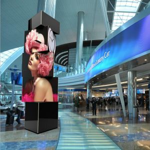 China Circle rotating triangle cylinder led screen airport billboard price on sale