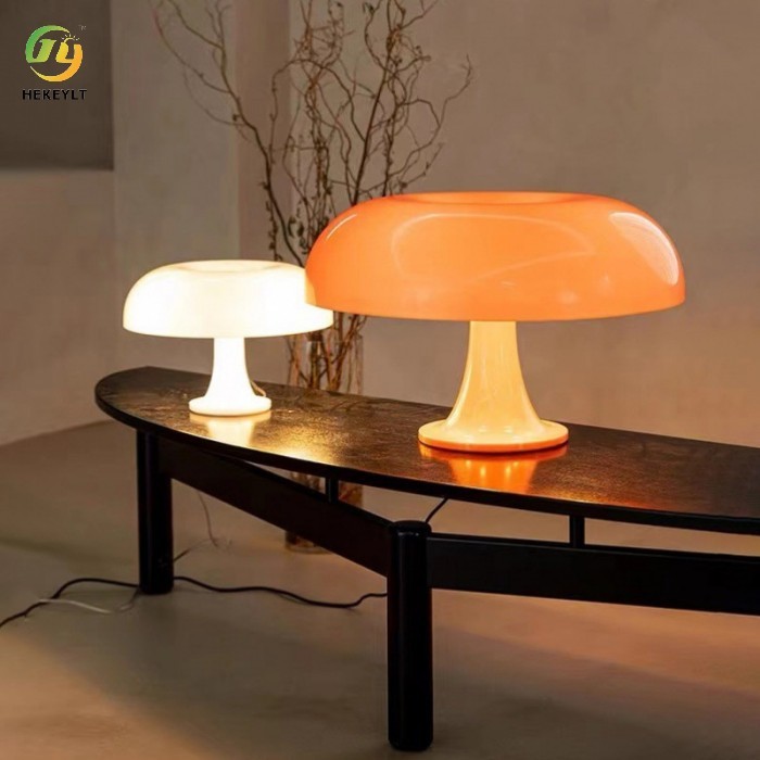 Classic Danish Mushroom Lamp polycarbonate White/orangeBedroom 320mm Bedside Lamp