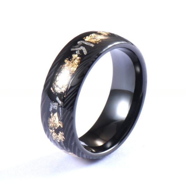 Christmas/ Year/Father's Day 8mm Black Damascus Tungsten Rings for Men Meteorite