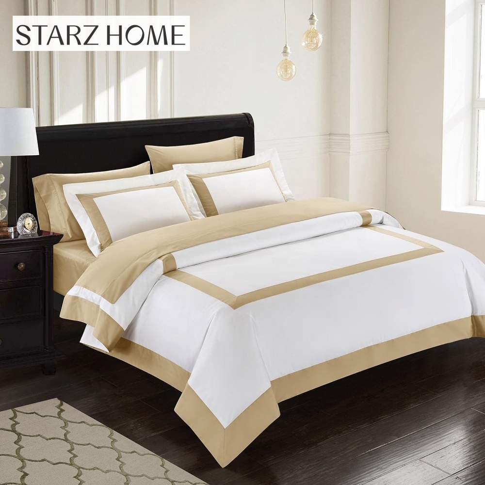Star Hotel Plain White Luxury Comforter Quilt Cover Bedding Sets made of Cotton Fabric