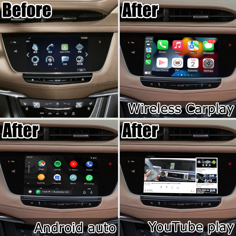 GPS wireless carplay Android auto navigation box video interface for Cadillac XT5 video