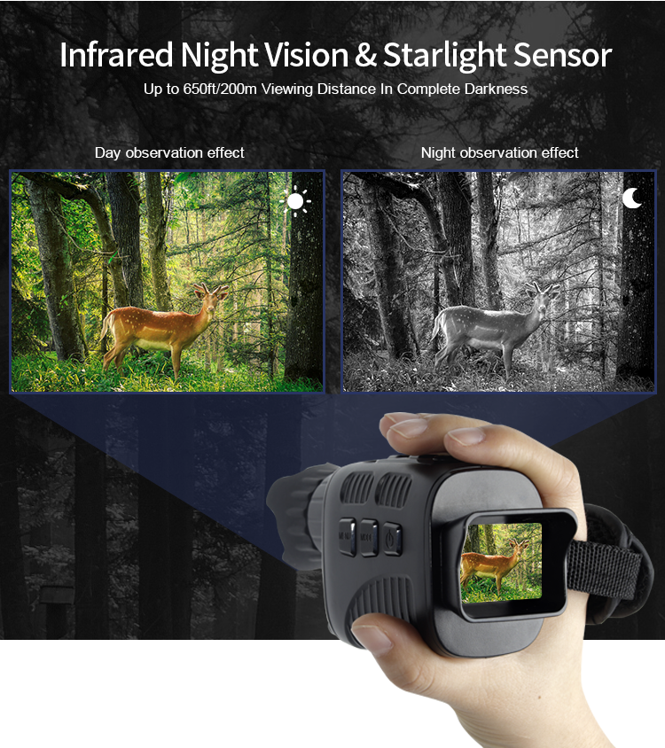 Lightweight Digital Zoom ABS Night Vision Monocular Camera For Hunting