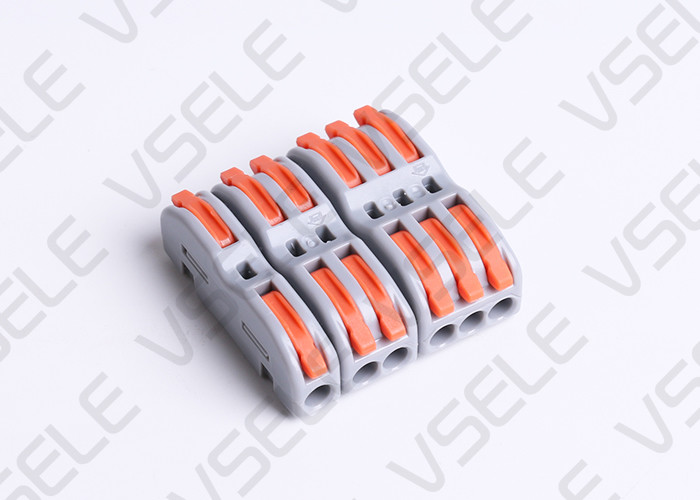 PC PA66 Compact Splicing Connectors Gray Body Orange Handle Colored