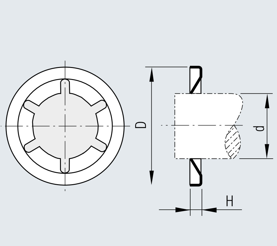M6 Starlock Push On Fasteners Dome Capped For Metric Round Shaft