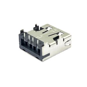 China LCP Black Female DIP USB Connector Socket USB2.0 90 Degrees RVS CH3.4mm Reel Packaging on sale