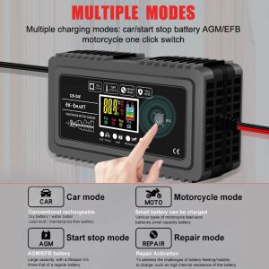 12V12A 24V6A Smart Car Battery Charger with Current Protection Connector and SCP