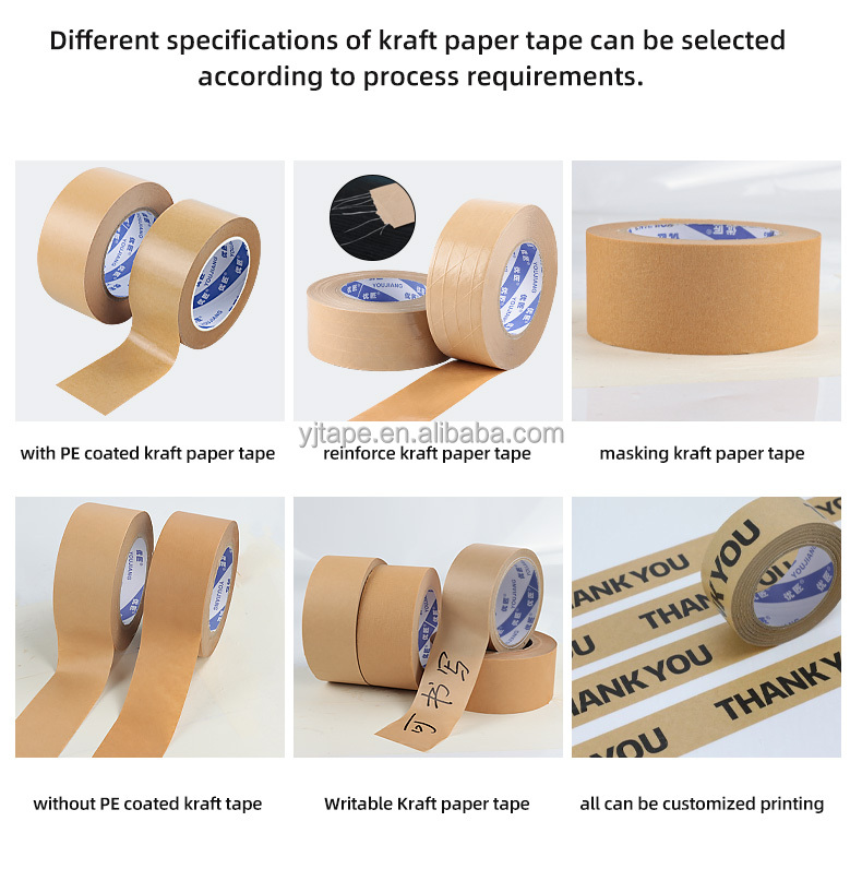 Pressure Sensitive Self Adhesive Carton Packing Brown Paper Tape Single Sided