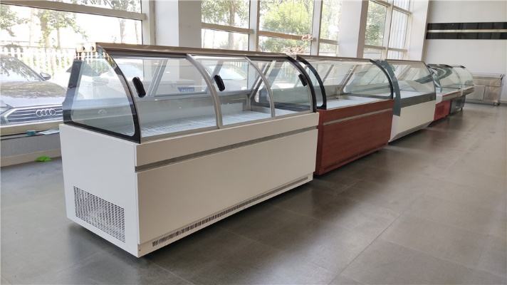 Sliding Door Ice Cream Showcase Freezer Direct Cooling 10 Trays 6 Barrels