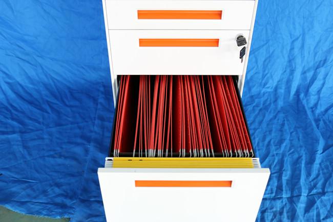 Cold Rolling Steel White File Cabinet On Wheels Three Drawer With Siding