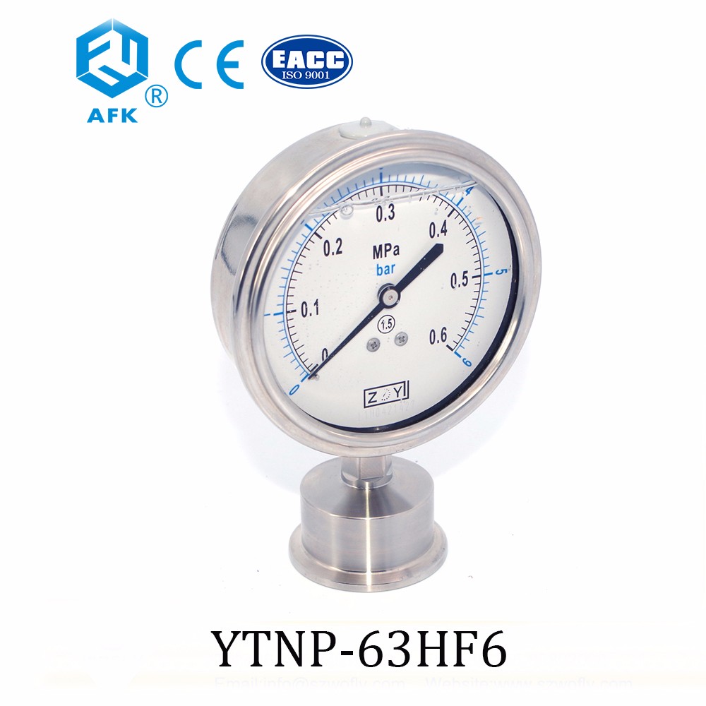 63mm Gas Pressure Test Gauge Oil Filled BXGN With Diaphragm Vibration - Proof