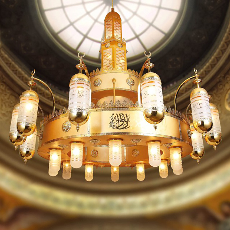 Custom Design Mosque Crystal Glass Project Lighting Stainless Steel Mosque Chandelier(WH-DC-52)