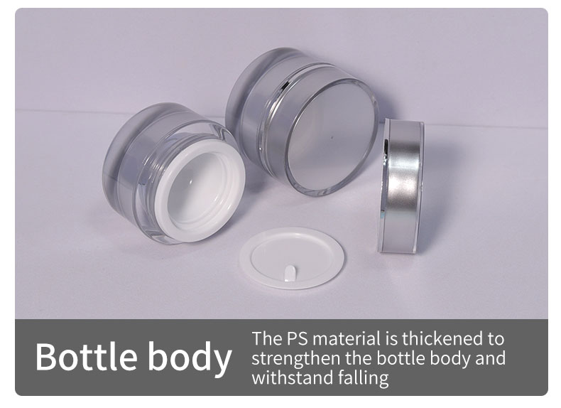 Acceptable Customer's Logo Luxury 10g Round PS Silver Empty Clear Plastic Packaging Cosmetic Cream Jar for Lip Balm