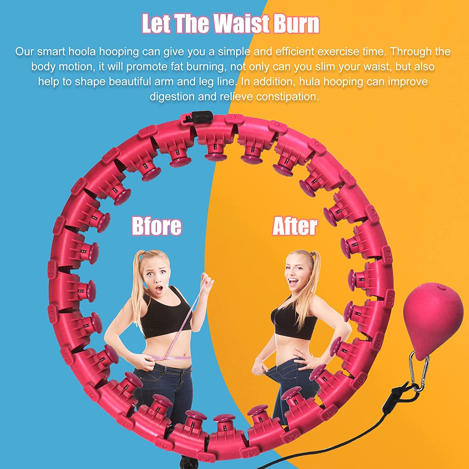 24 Knots Adjustable Weighted Hula Hoop Weight Lose FCC Approved