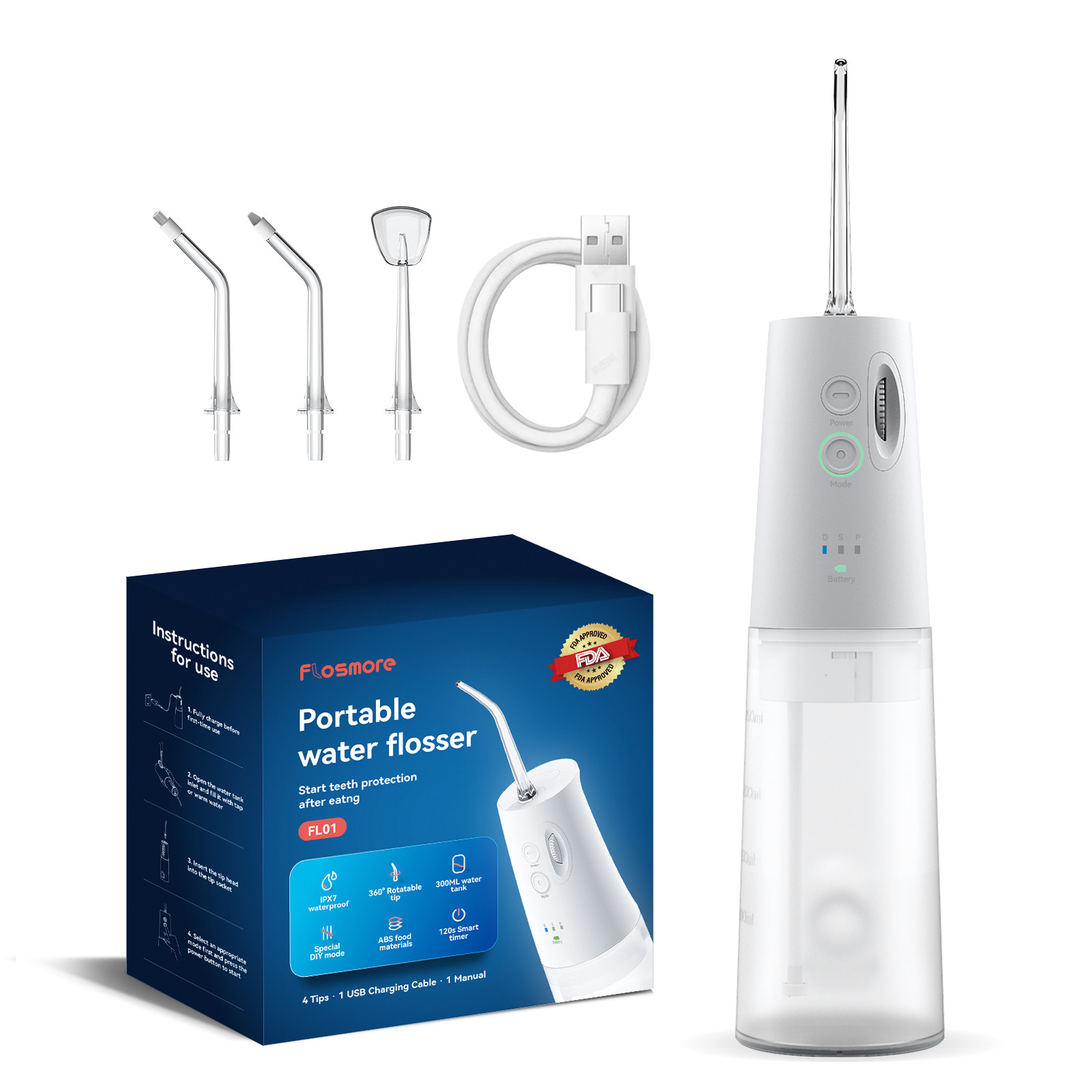 Three Modes Meet Cordless Flosser rechargeable Non Slip Design