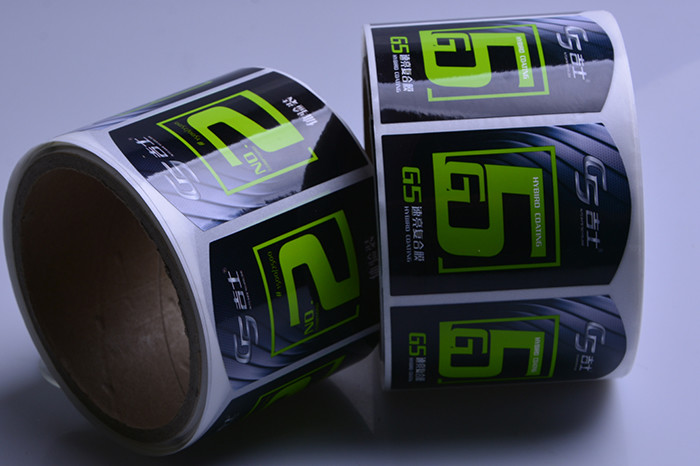 Custom self adhesive green flourescent print vinyl label sticker rolls