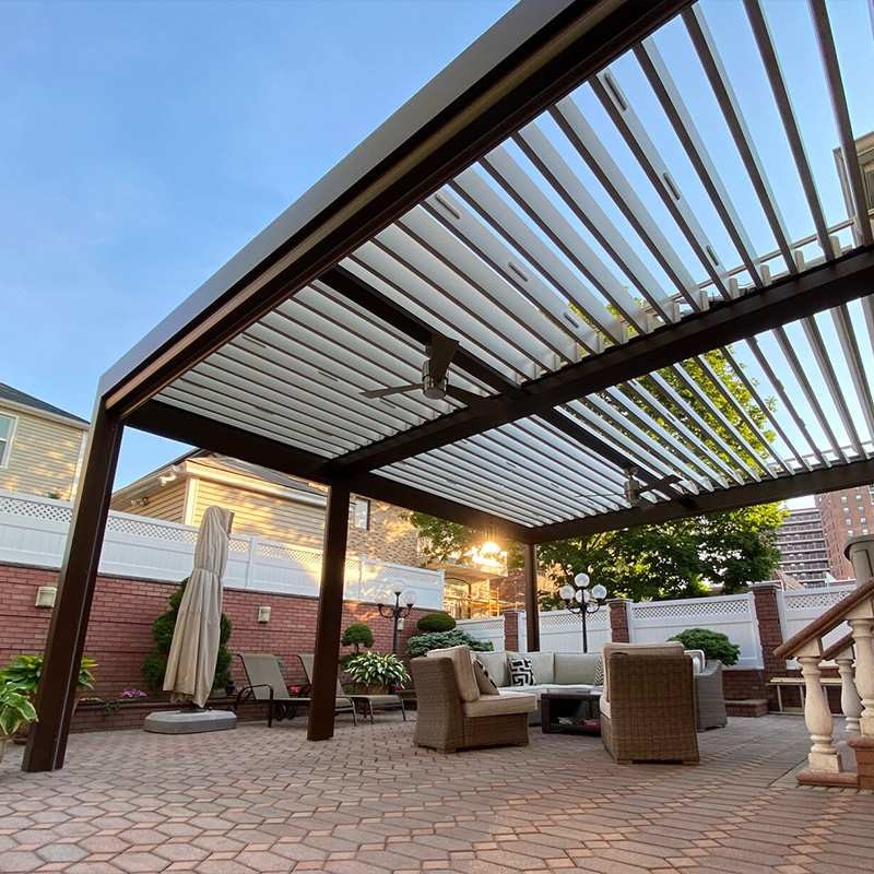Waterproof Metal Gazebo Electric Flip Louvers Aluminium Pergola With Louvered Roof