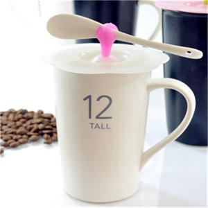 China ceramic  cup with  Lid 、handle& spoon with custom logos for promotion on sale