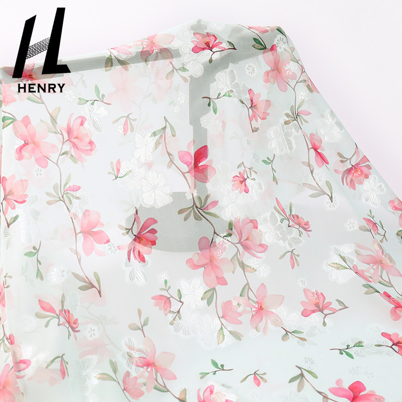 Small Fresh Style Soft Tulle Fabric Light Texture Woven Chiffon Polyesters Floral For Dress