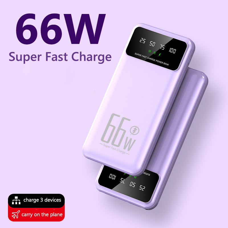 100W 10000mAh Cell Phone Power Bank 66W LED Power Bank With 2A Overcharge Protection