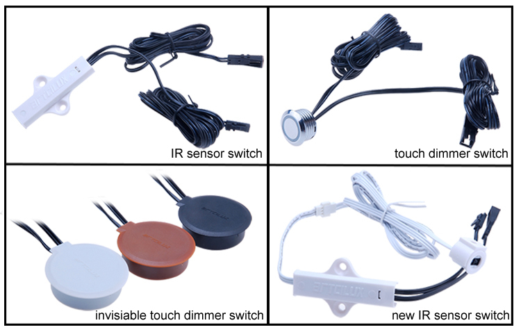 1500mm Cable LED Sensor Switch DC12V 24V Under Cabinet Dimmer Switch Recessed
