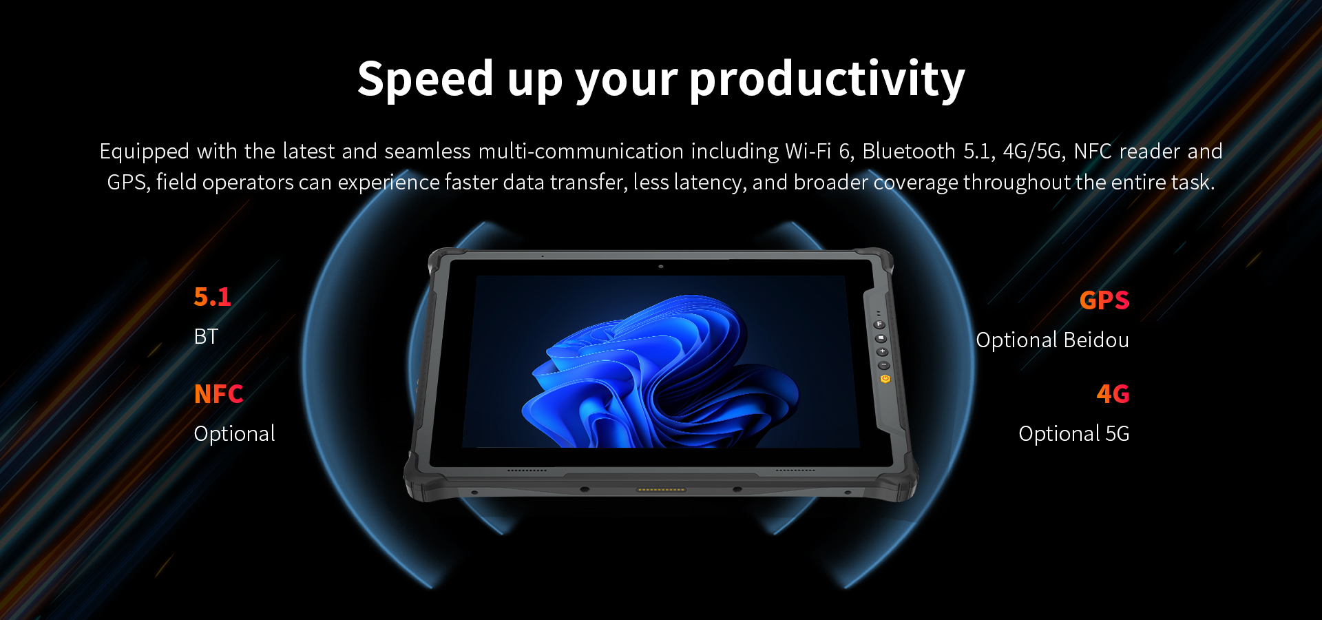 Business Rugged Tablet PC With Intel Processor And Finger Print Scanner