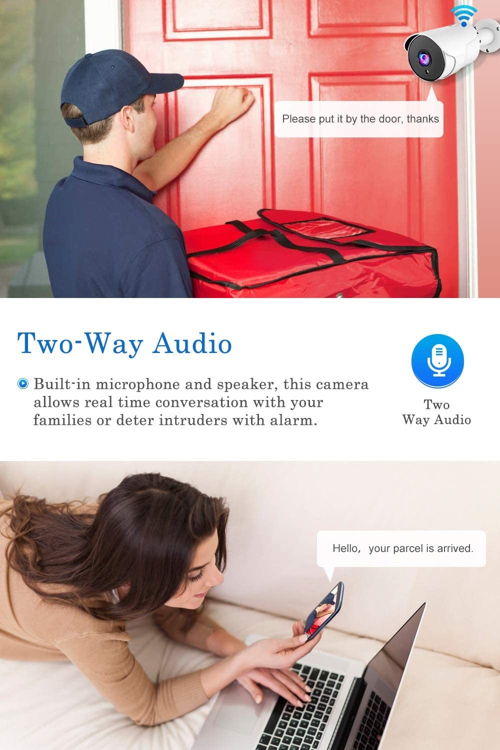 1080P HD Smart Surveillance Camera WiFi Wireless IP Camera Supports Alexa & IFTTT