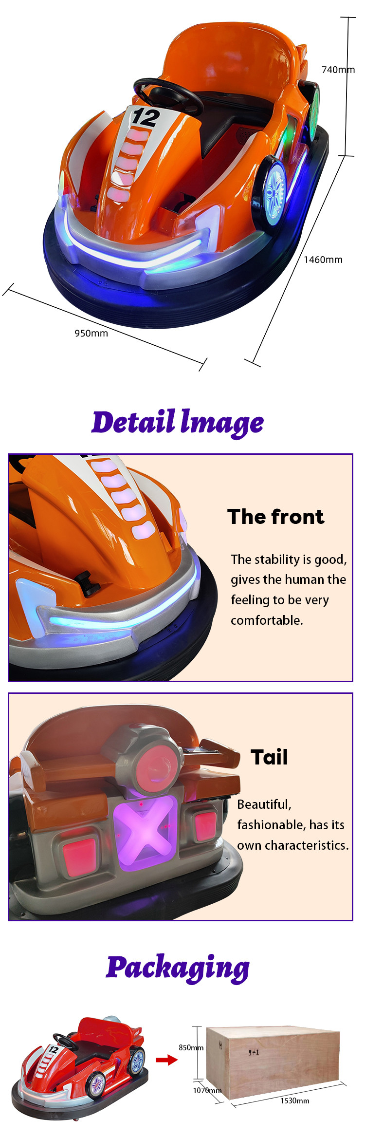 Amausent Park Baby Bumper Car 500w Battery Operated Bumper Cars For Kids