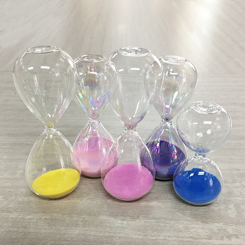 Flat Glass Sand Hourglass Timer Logo Customized Contemporary Style