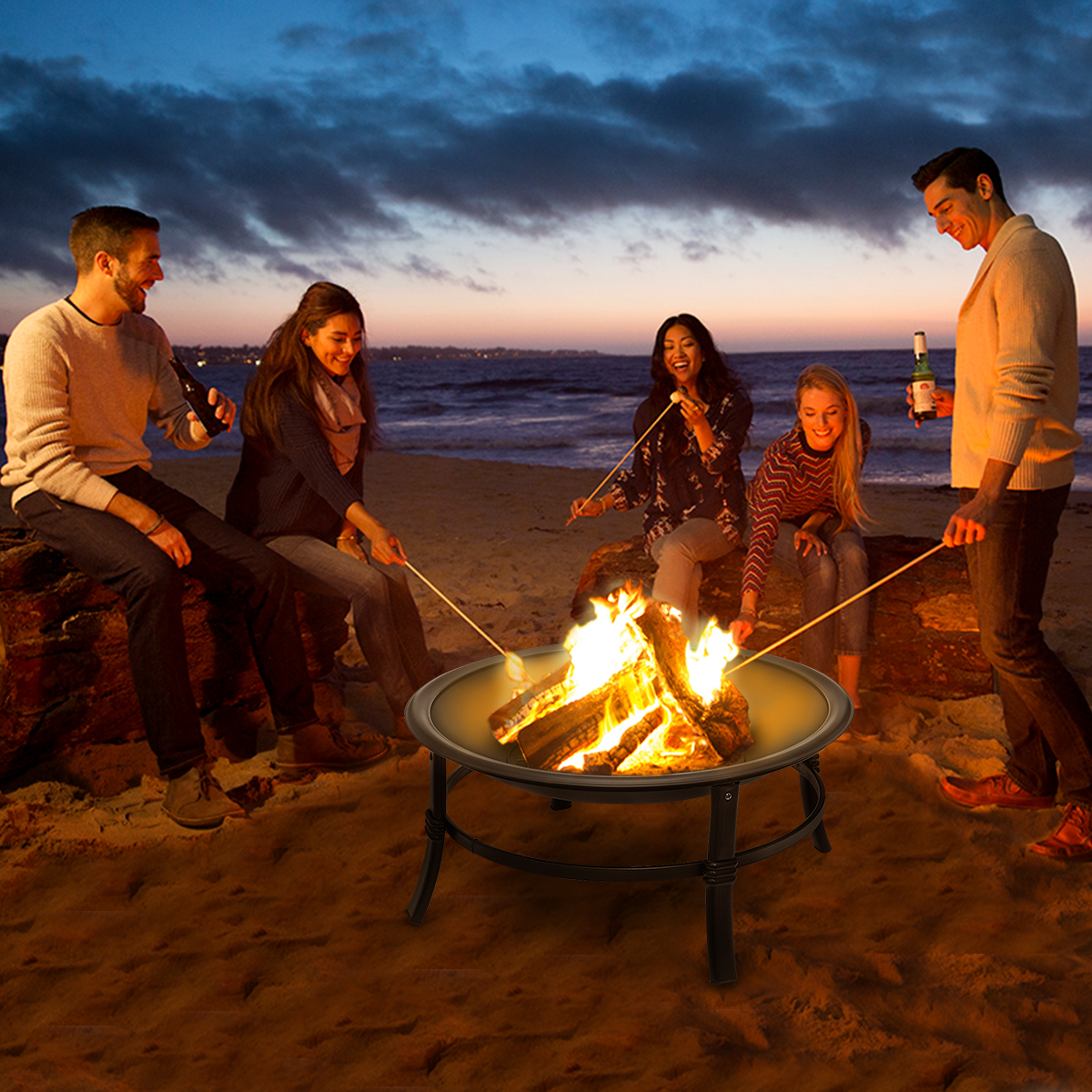 26 inch fire pits for outdoor camping smokeless round wood burning 66*66*42 cm stocked