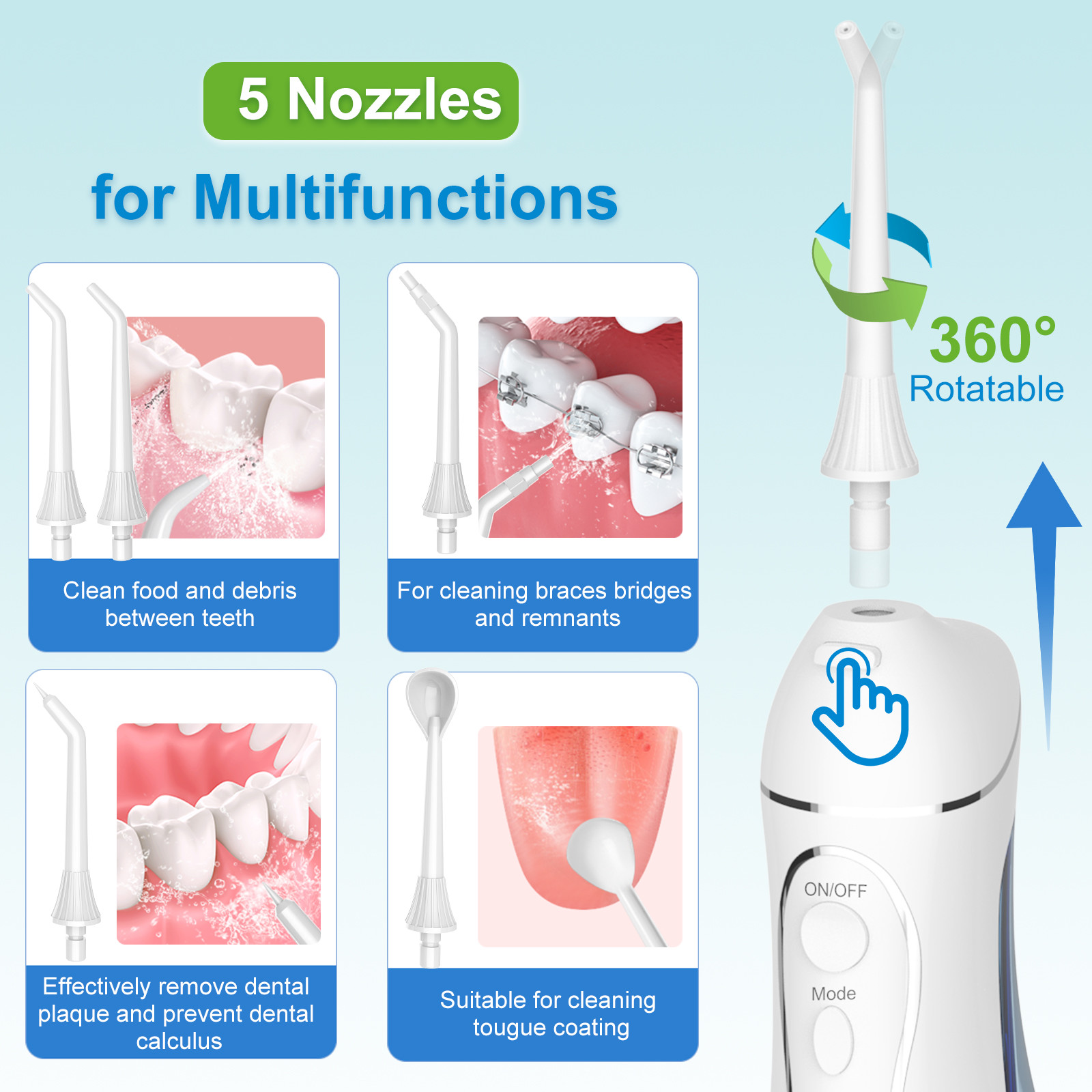 Plastic ABS DIY Electric Cordless Water Flosser IPX7 Waterproof for Teeth Cleaning