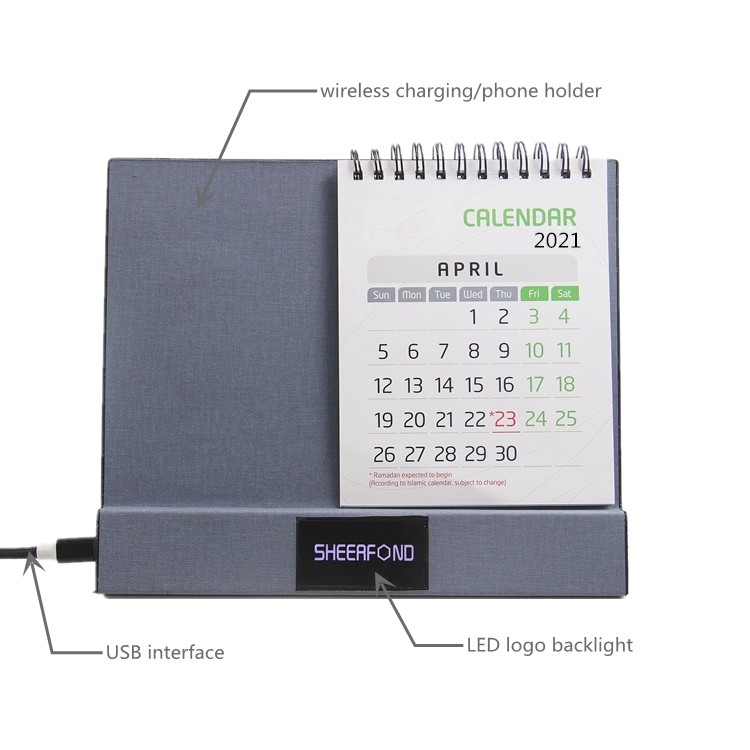 PU Leather Nonslip Stand Up Desk Calendar Multipurpose Ecoxfriendly
