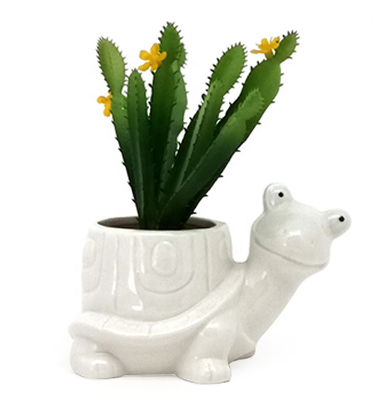 Hot sale custom white stoneware succulent 3D Snail shaped flower succulent pots planter