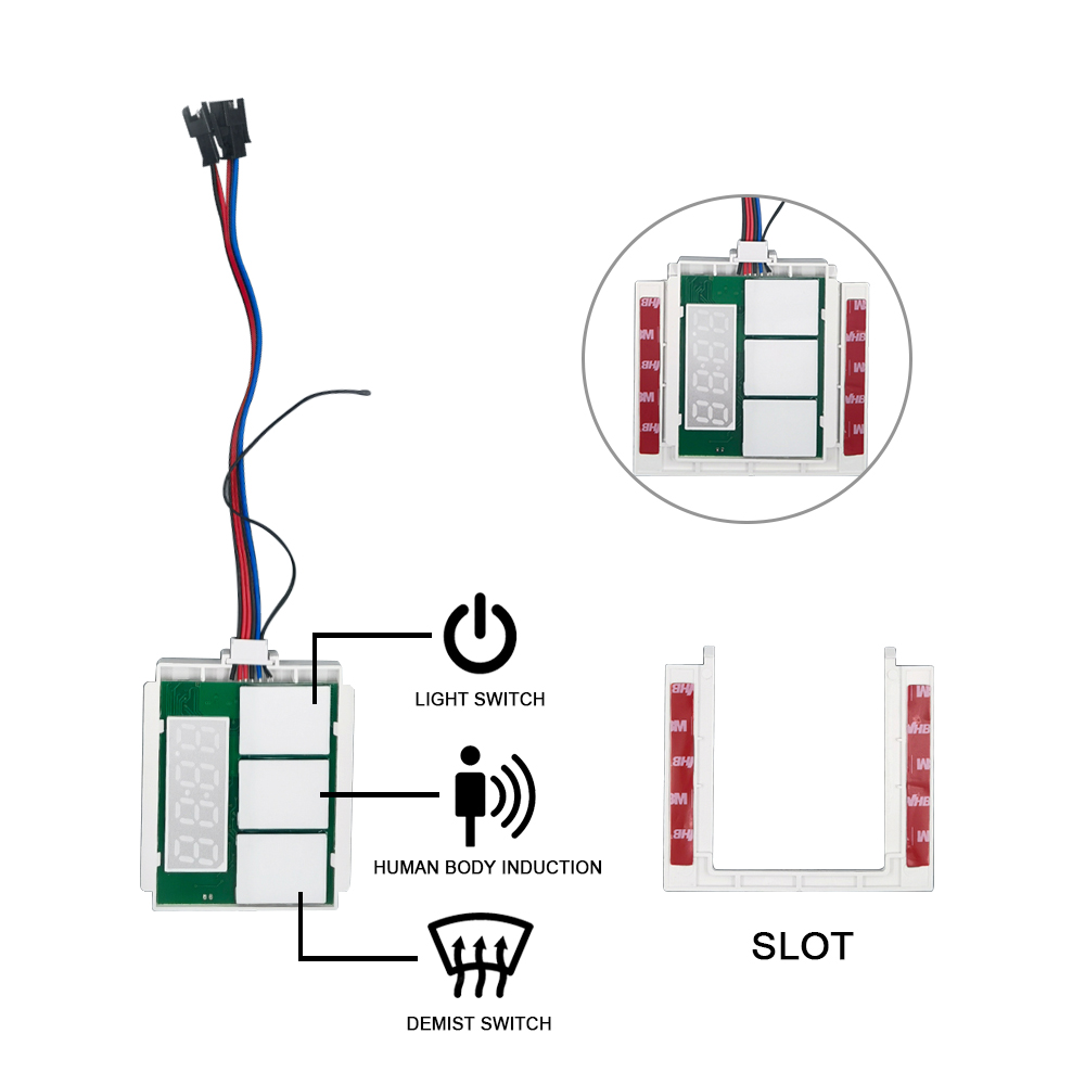 60W Time Temperature Display Slim DC12V 5A LED Light Mirror Touch Sensor Stepless Dimmer Switch