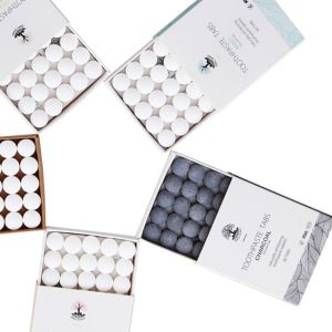  Recyclable Paper Box Pack Organic Fluoride Toothpaste Tablets 60 Pcs Manufactures