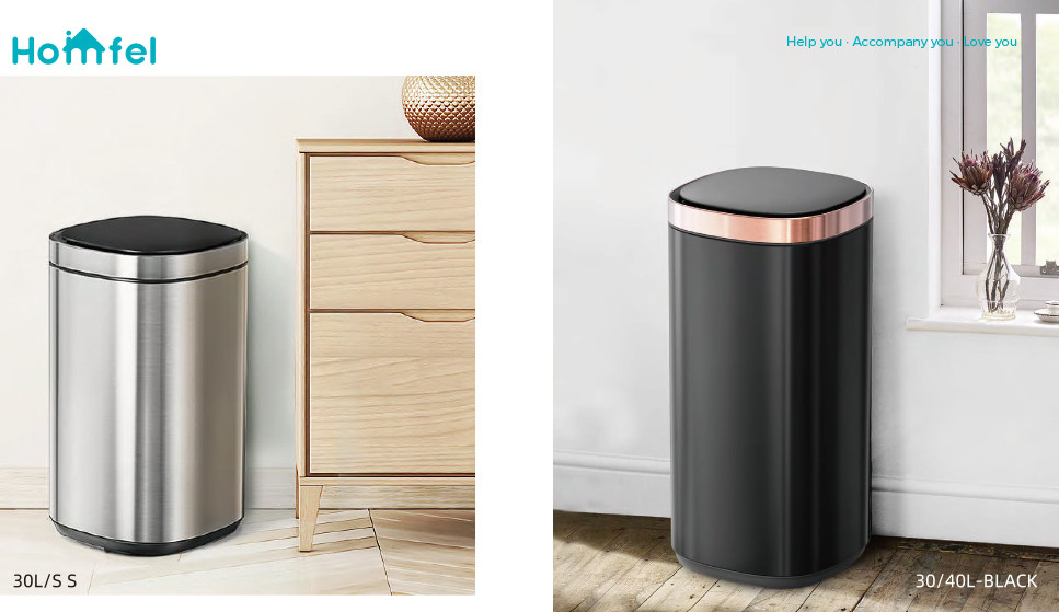 Touchless Intelligent Smart Sensor Bin Trash Can Stainless Steel Sustainable Household