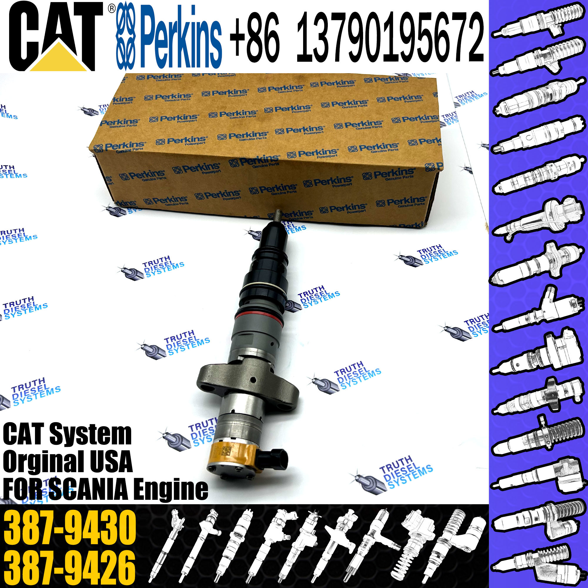 Common rail Injector Diesel fuel Injector Sprayer 263-8218 387-9427 10R-7225 328-2585 387-9430 for CAT C7 C9 Engine