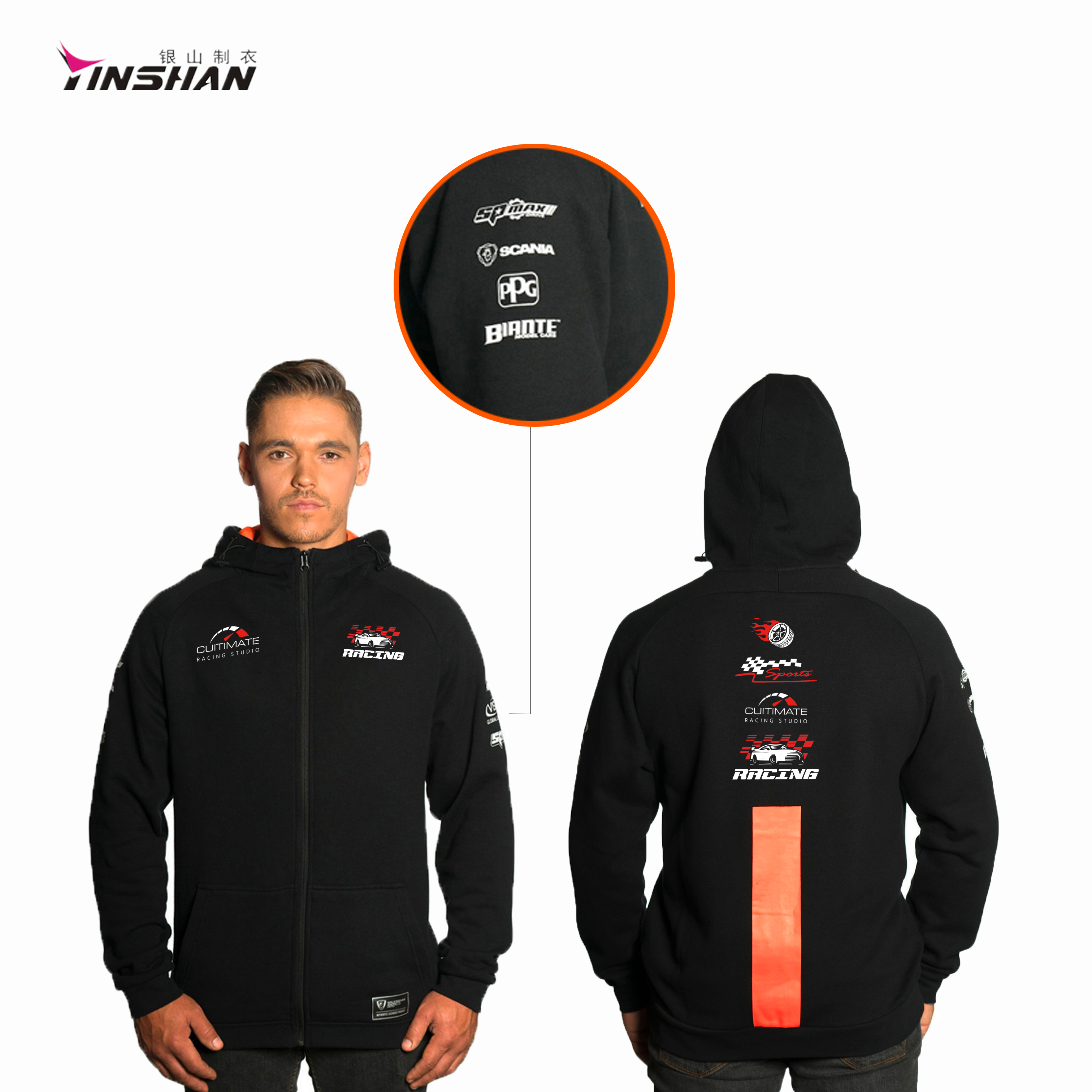 Support 7 Days Sample Order Lead Time Custom Printing and Embroidery Motorcycle Racing Team Hoodie
