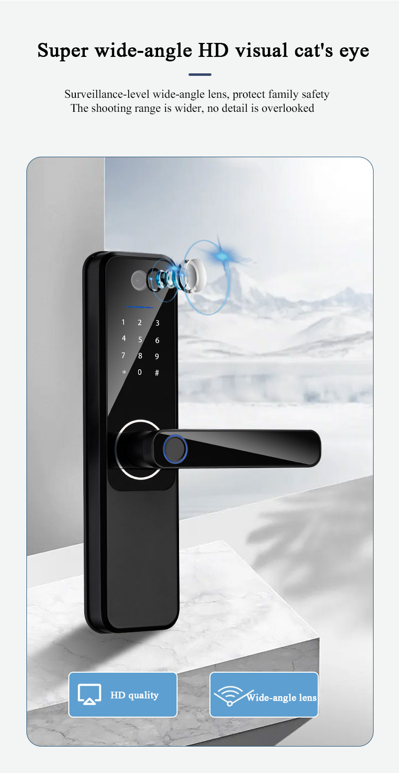 Qleung S802MAX Fingerprint Wifi Tuya App Remote Unlock Card Code Camera Digital Smart Home Door Lock
