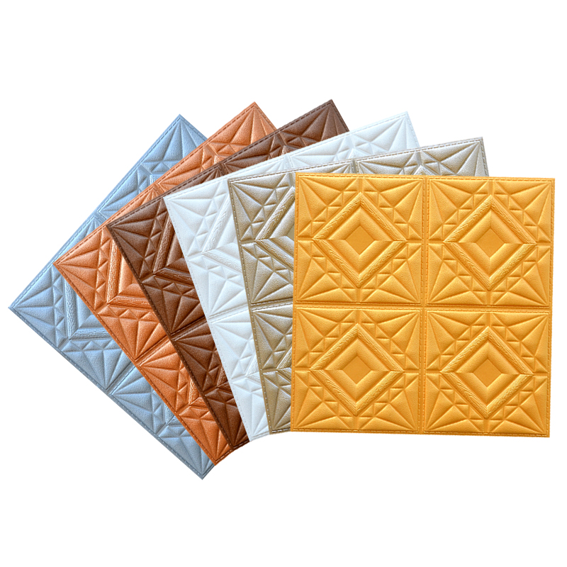 Soft Packages Design 3D Foam Wallpaper Gold Wall Paper DIY Self-Adhesive Wall Stickers Wall Panels 10mm Thickness
