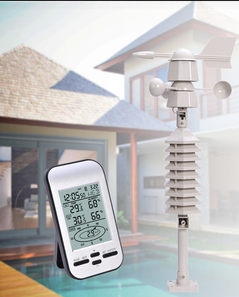 Wireless Outdoor Weather Station With Wind Direction And Speed Tester 433 Frequency
