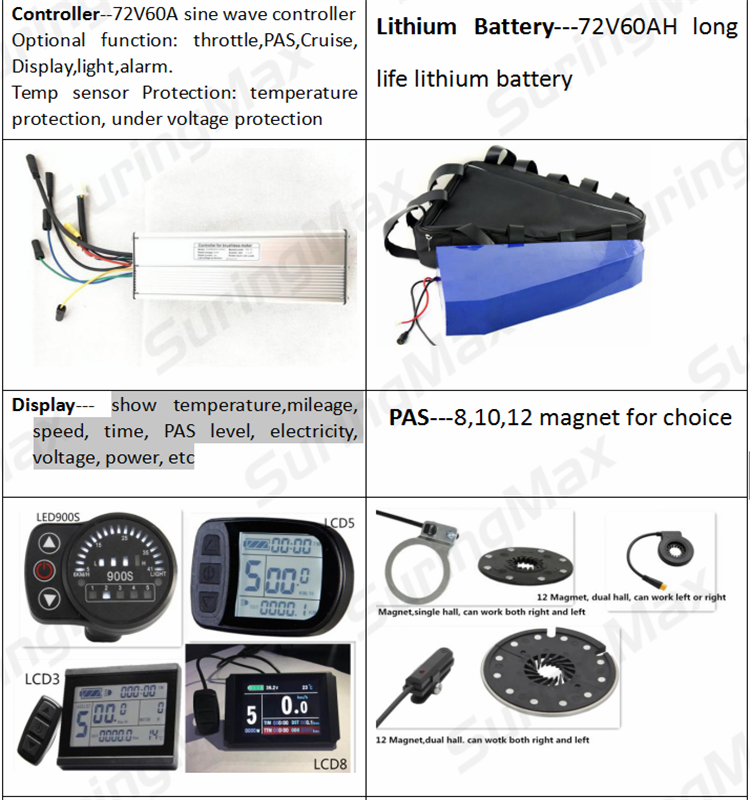 powerful 72v 3000w mxus motor with thermistor