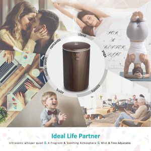 7 Color Changing Car Wood Grain Diffuser 100ml Essential Oil Diffuser Cool Mist