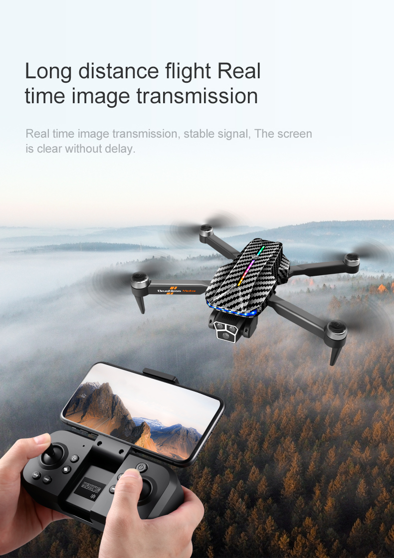 12mins Flight Time Hand Control Carbon Fiber Black Drone with Optical Flow Altitude Hold and 4k 360 Degree Rolling Stunt
