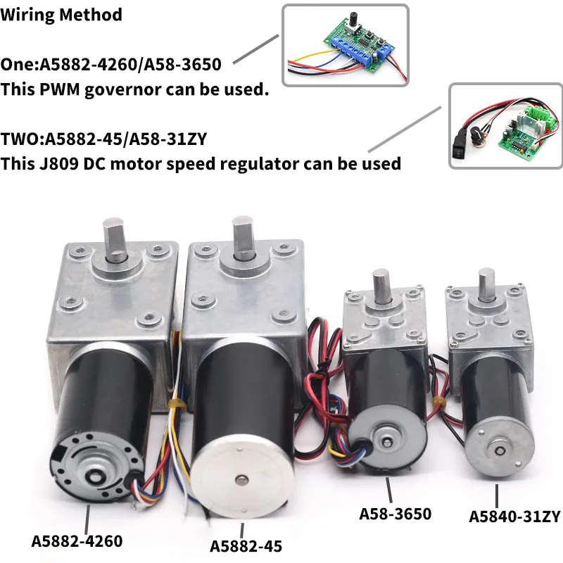 ASLONG A5840-31ZY WORM GEAR REDUCTION MOTOR FOR HIGH TORQUE ROBOTS 12/24V 10-470RPM 58MM WITH 31ZY SELF-LOCKING REDUCTIO