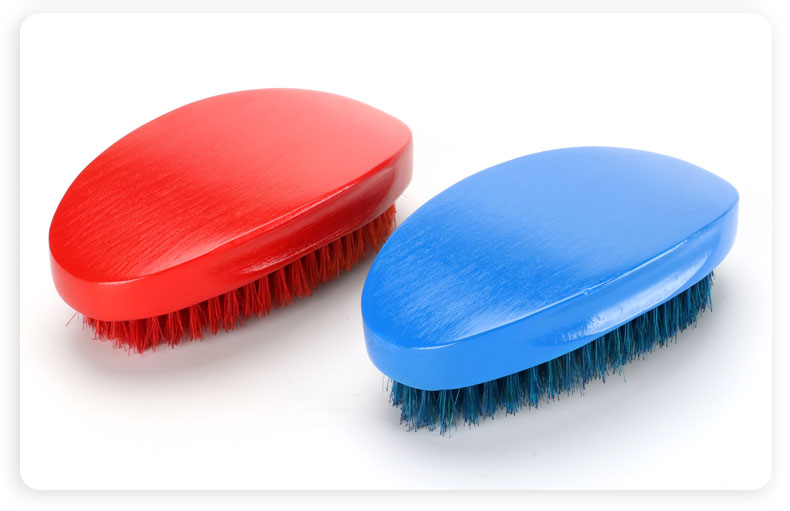 360 Wave Brush Curved Design Red Blue Customise Soft Medium Boar Bristles