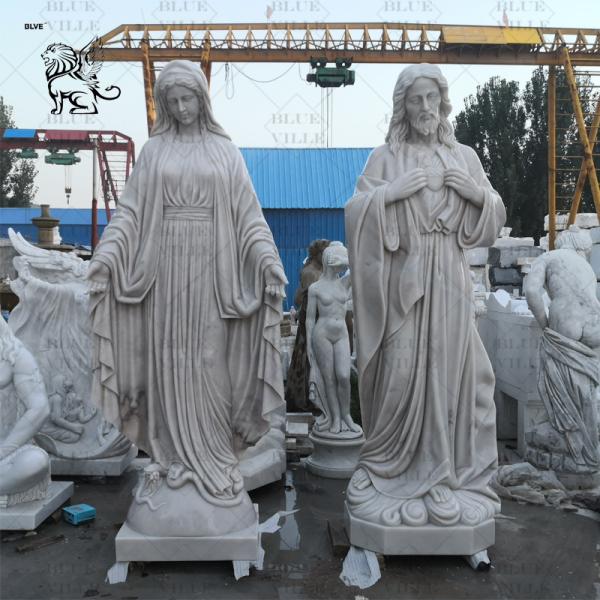 White Marble Jesus Statues Virgin Mary Sculpture Large Garden Church Decoration