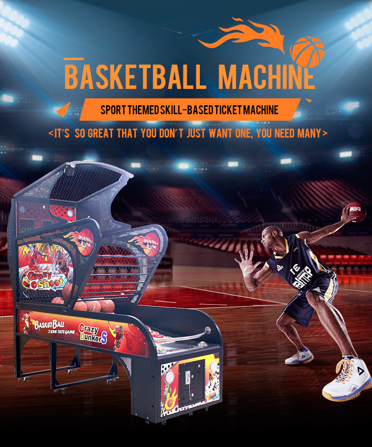 Crazy Dunker Arcade Basketball Hoop Game Machine , Kids Indoor Basketball Shooting Machine