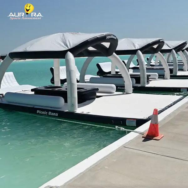 Quality Custom Inflatable Floating Docks PVC Black White Water Air Dock For Boats for sale