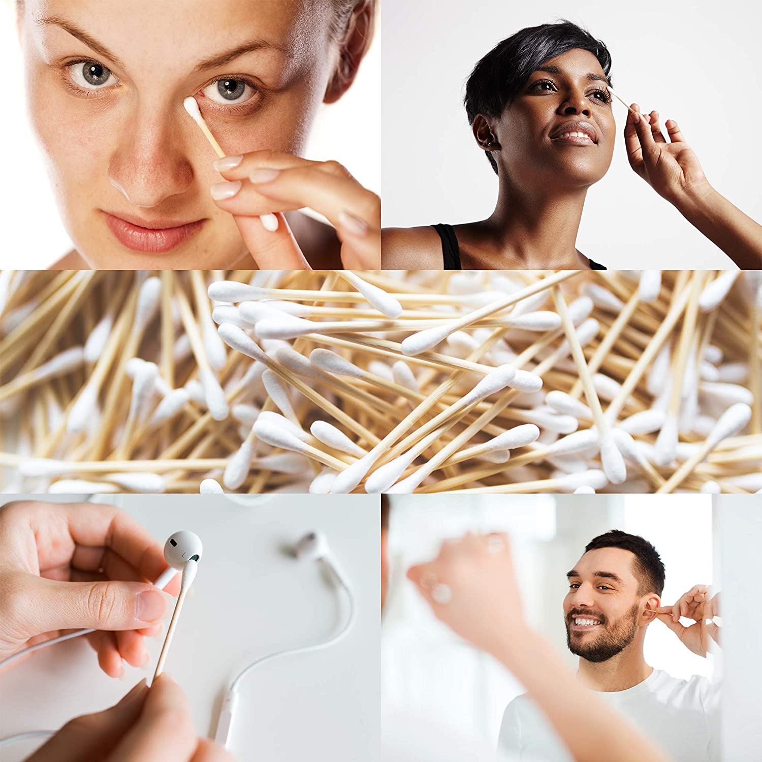 S&J Premium Cotton Buds Double-headed Disposable Cotton Swabs Makeup Ear-clean Disposable Dacron Tip Swabs