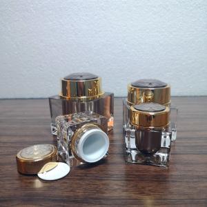 China Dark Square PET 50g Empty Cosmetic Cream Jars on sale